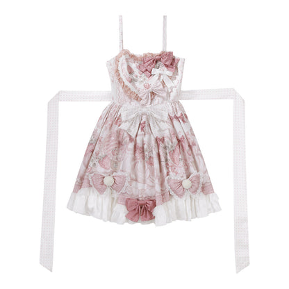 Floral Print Lolita Camisole Dress With Ruffle Cape Set YOU0266