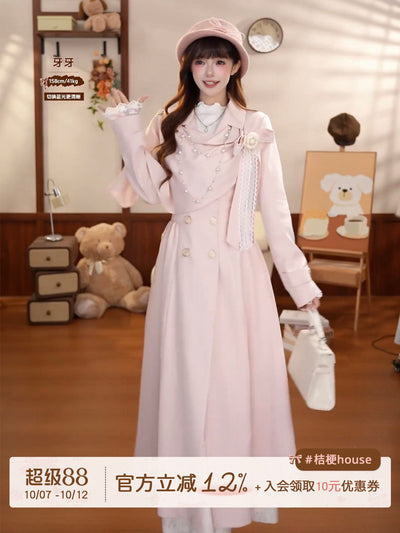 Sweet Shawl Collar Trench Coat Dress BEL0021