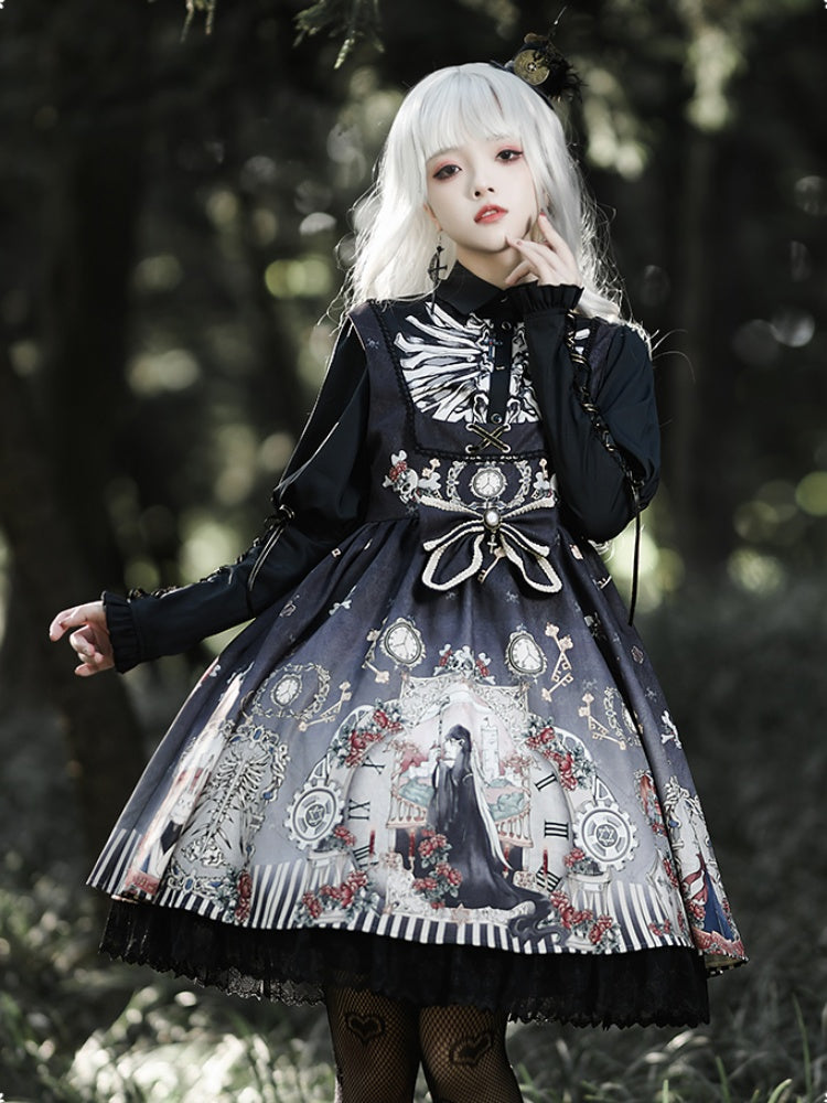 White & Black Twin Pair Gothic Lolita Dress CHE0025