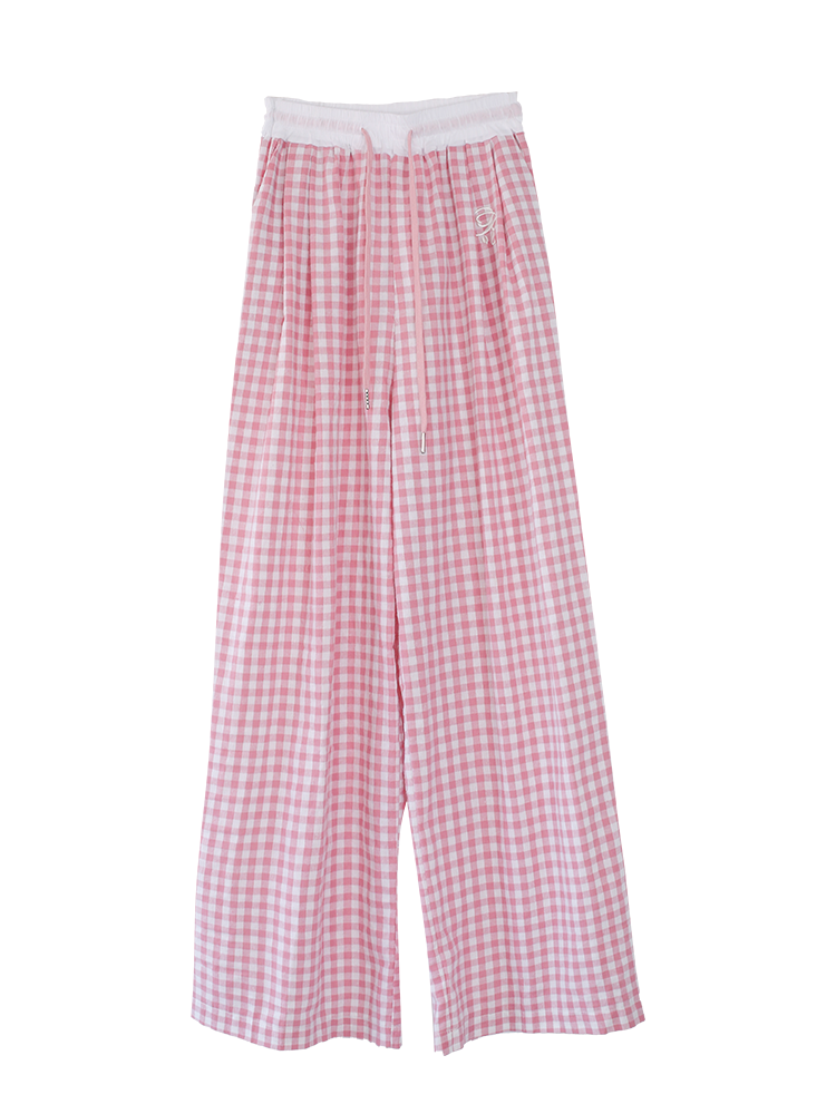 Sweet Heart Cat Print Tops & Pink Check Pants SER0018