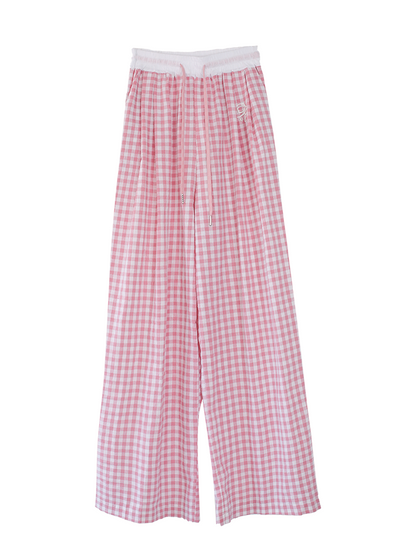 Sweet Heart Cat Print Tops & Pink Check Pants SER0018