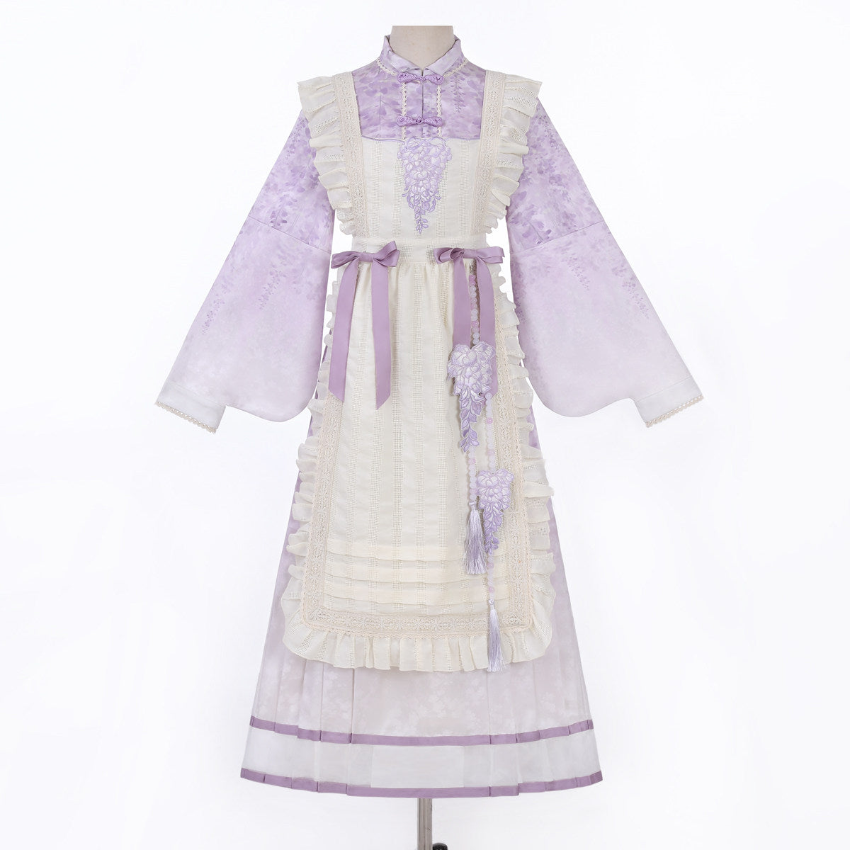 Chinese Style Floral Print Apron Dress Set YOU0252