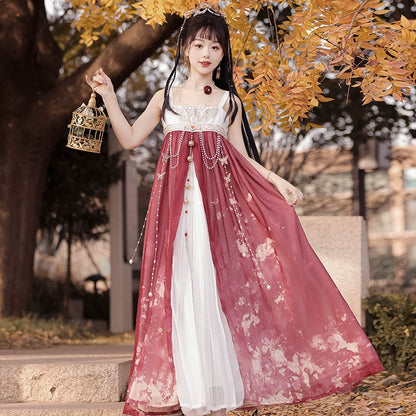 Long & Short Cape China Style Red Dress YOU0054