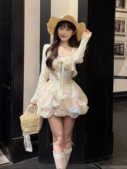 Floral Corset Bubble Hem Dress BEL0026