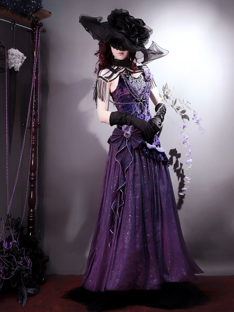 Dark Purple Velvet Mermaid Gown Dress YOU0247