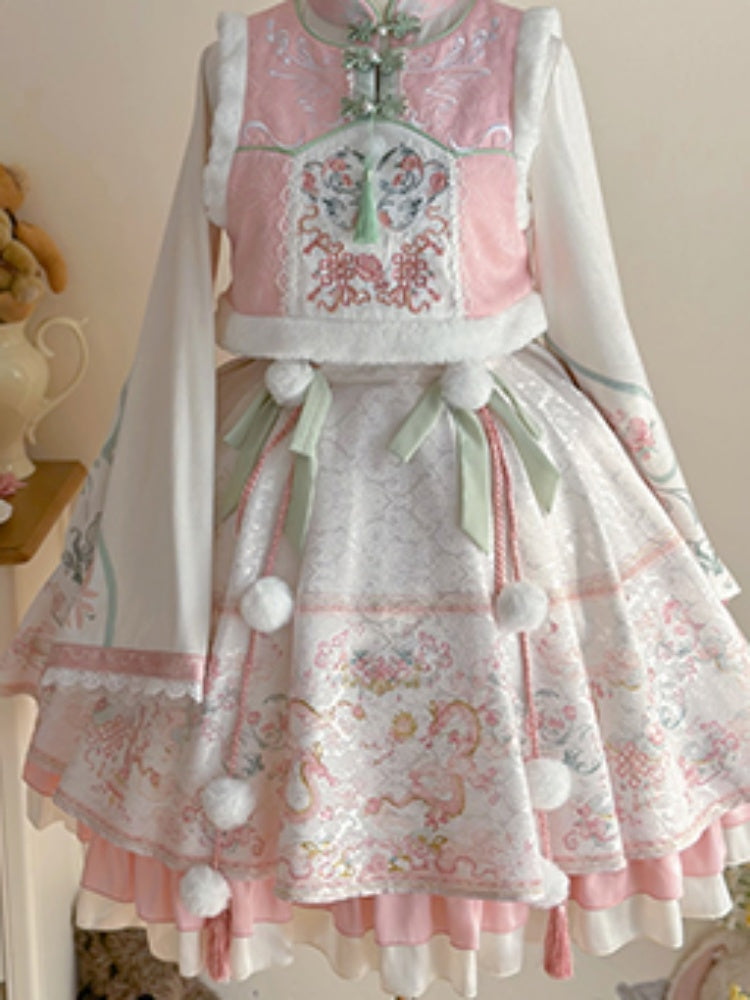 Pink White sweet Chinese style Lolita Dress CHE0050