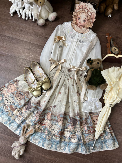 Teddy Bear Print Lolita Suspender Skirt ONE0027