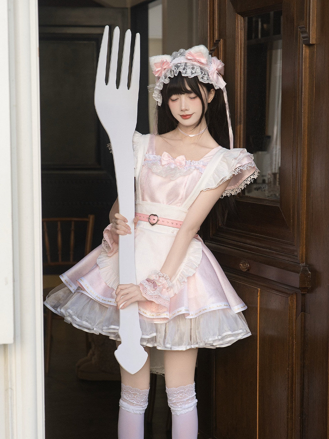 Doll Angel Pink Ruffle Apron Dress LAL0181