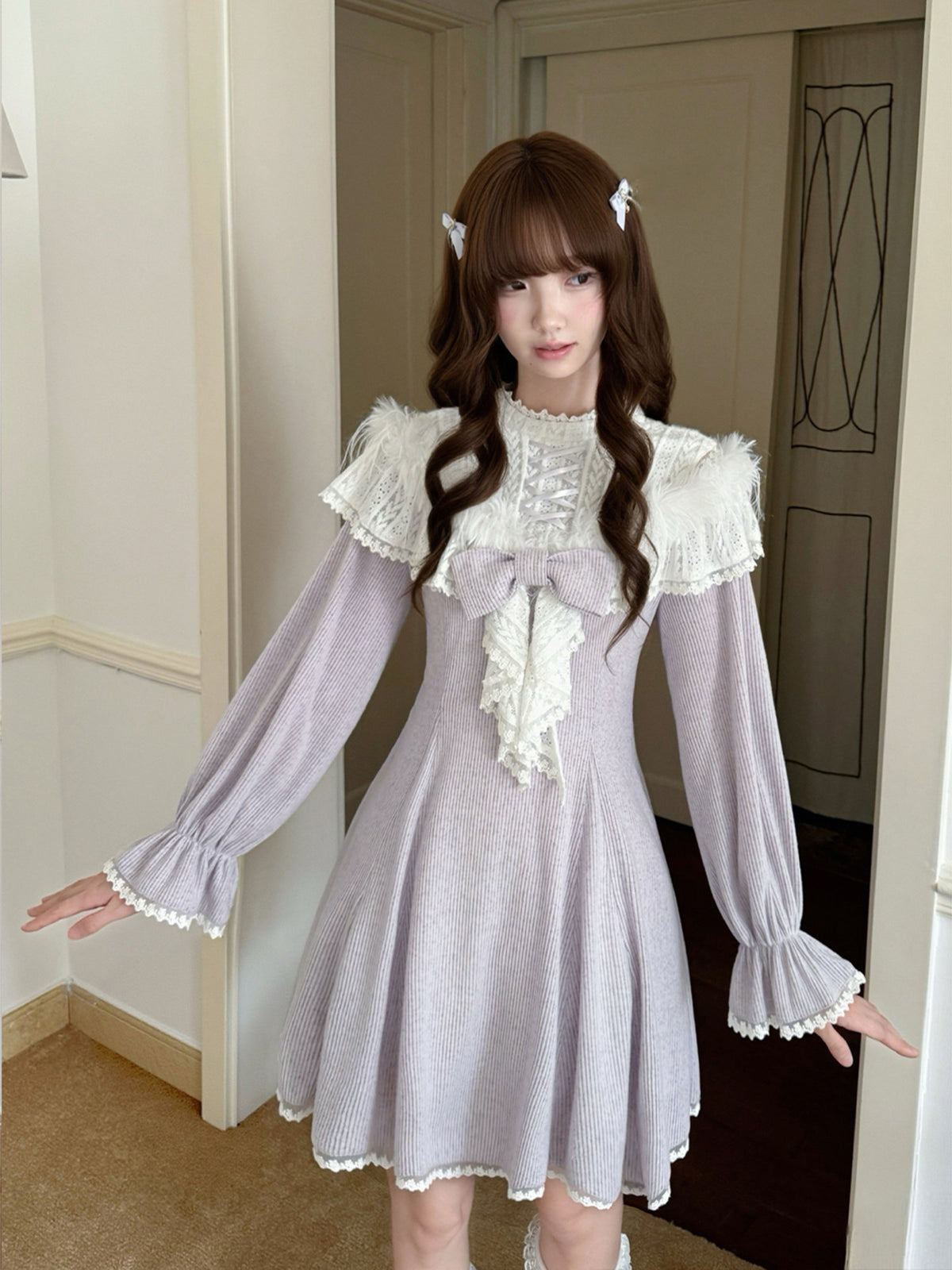 Wisteria Lace Capelet Knit Dress LAL0151