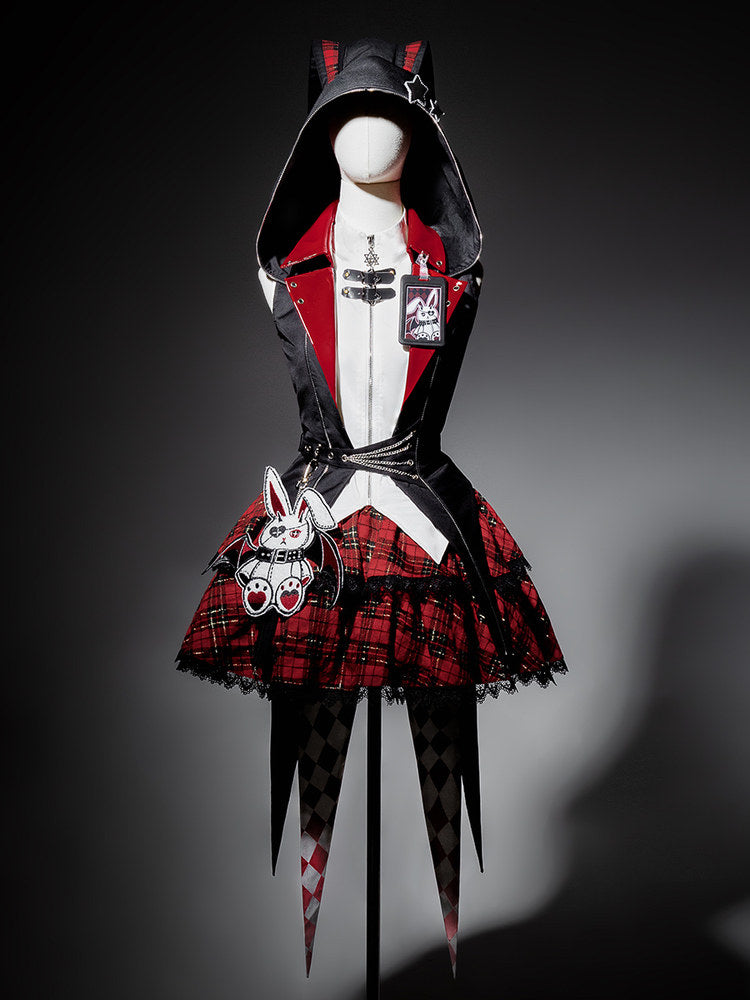 Rock Punk Plaid Skirt Jacket Set YOU0303
