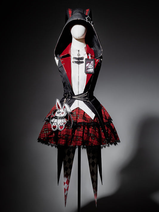 Rock Punk Plaid Skirt Jacket Set YOU0303