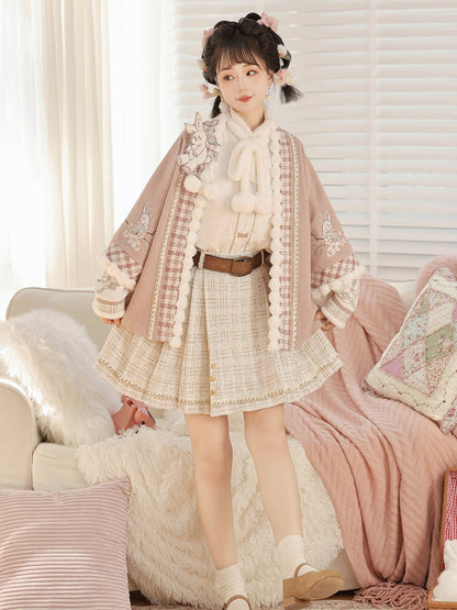 Rabbit Embroidered Chinese Style Jacket Skirt Set YOU0242