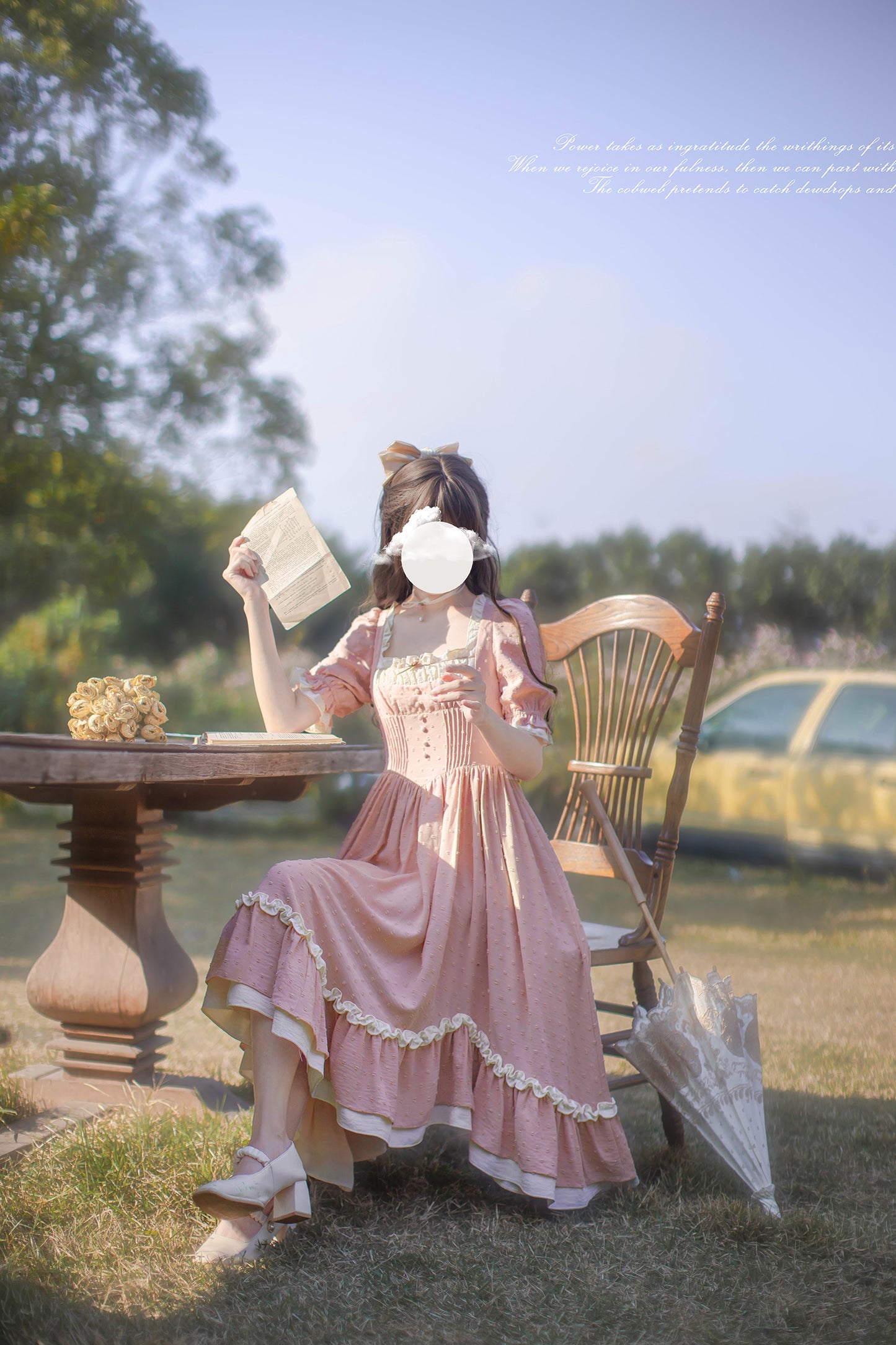 French Retro Lolita Pink Dress HUT0005