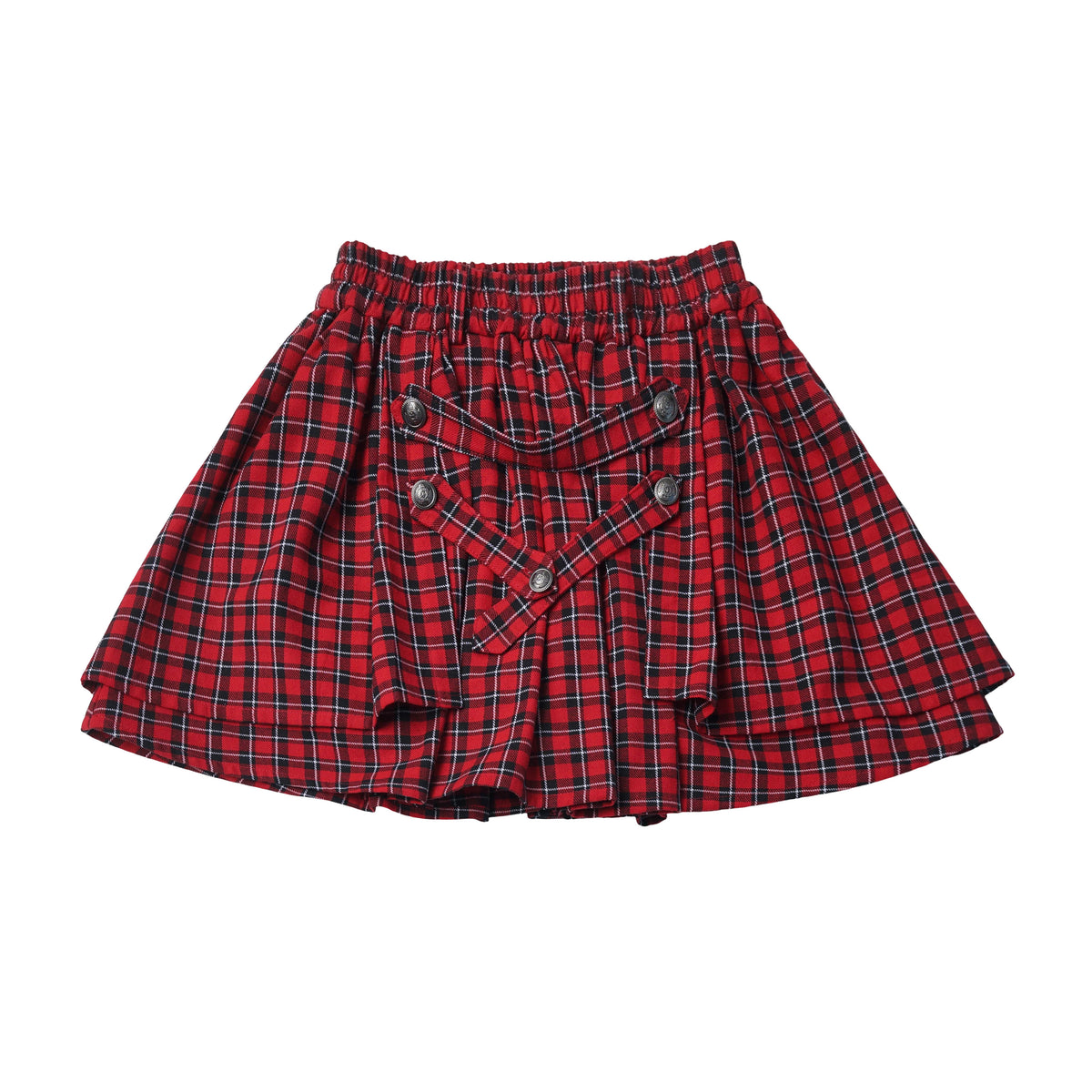 V-Neck Color Block Sweatshirt And Plaid Skirt Set PIN0052