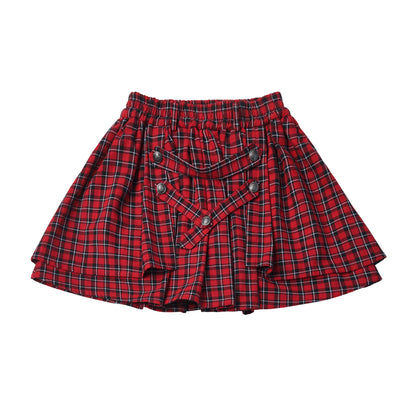 V-Neck Color Block Sweatshirt And Plaid Skirt Set PIN0052
