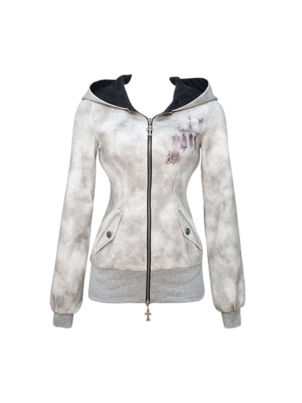 Tie Dye Hooded Zip Jacket Leopard Shorts SER0163