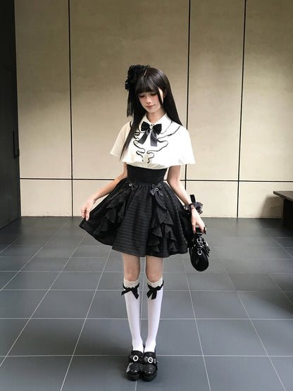 Ribbon Bow Lace Trim Blouse LAL0219