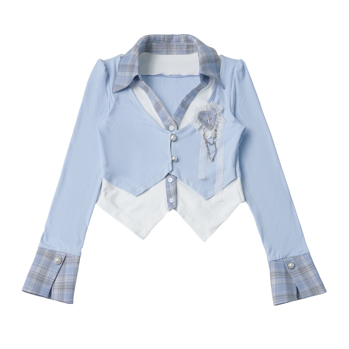Vintage Layered Blazer And Plaid Cake Skirt PIN0055
