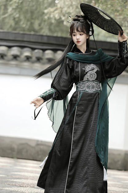 Chinese-Style Embroidery Retro Tassel Dark Suit Dress YOU0184