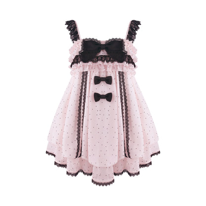 Pink Polka Dot Dress With Petticoat SER0151