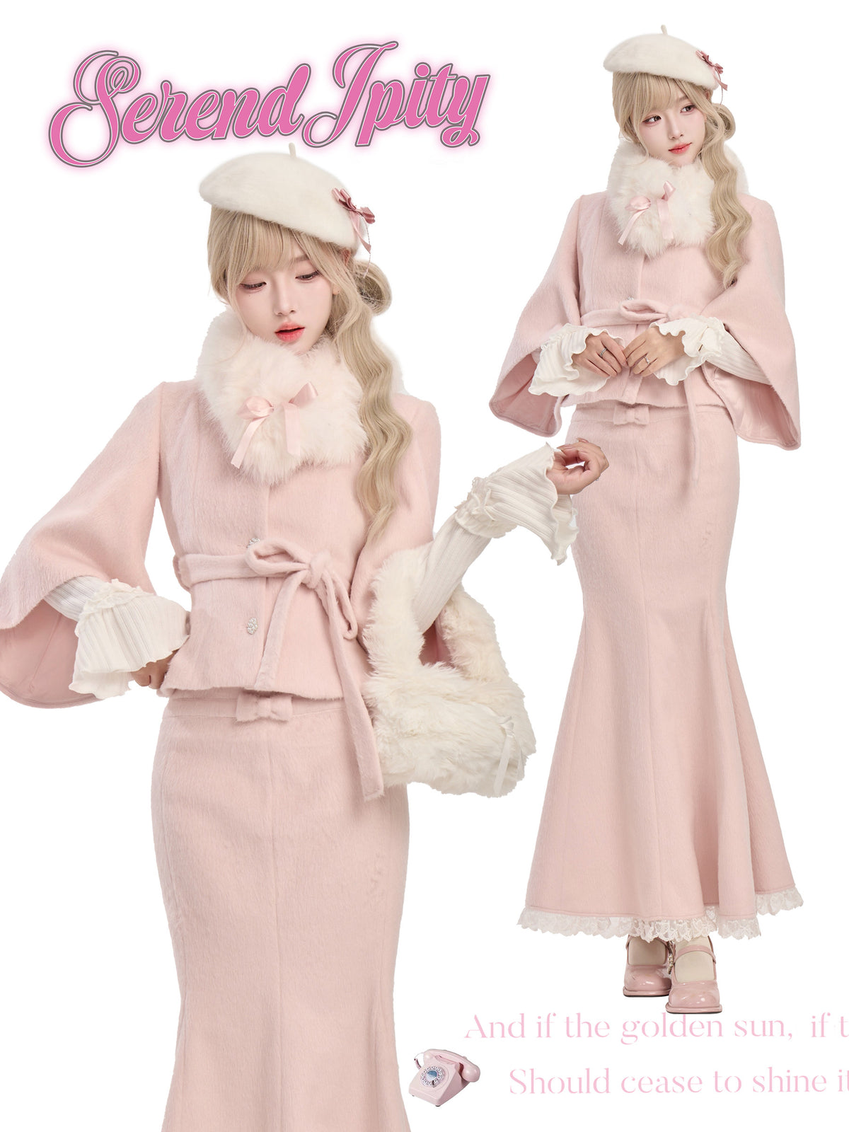 Mermaid Skirt Knit Top Wool Short Jacket Set SER0144