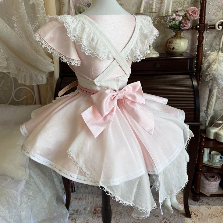 Doll Angel Pink Ruffle Apron Dress LAL0181