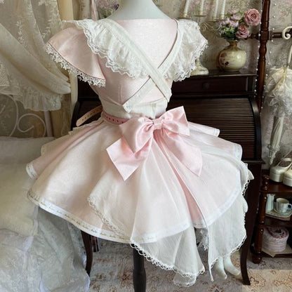 Doll Angel Pink Ruffle Apron Dress LAL0181