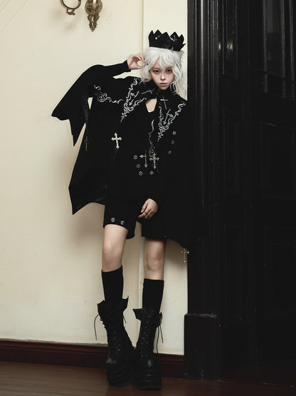 Gothic Cross Embroidered Bat-Wing Cape Set YOU0228