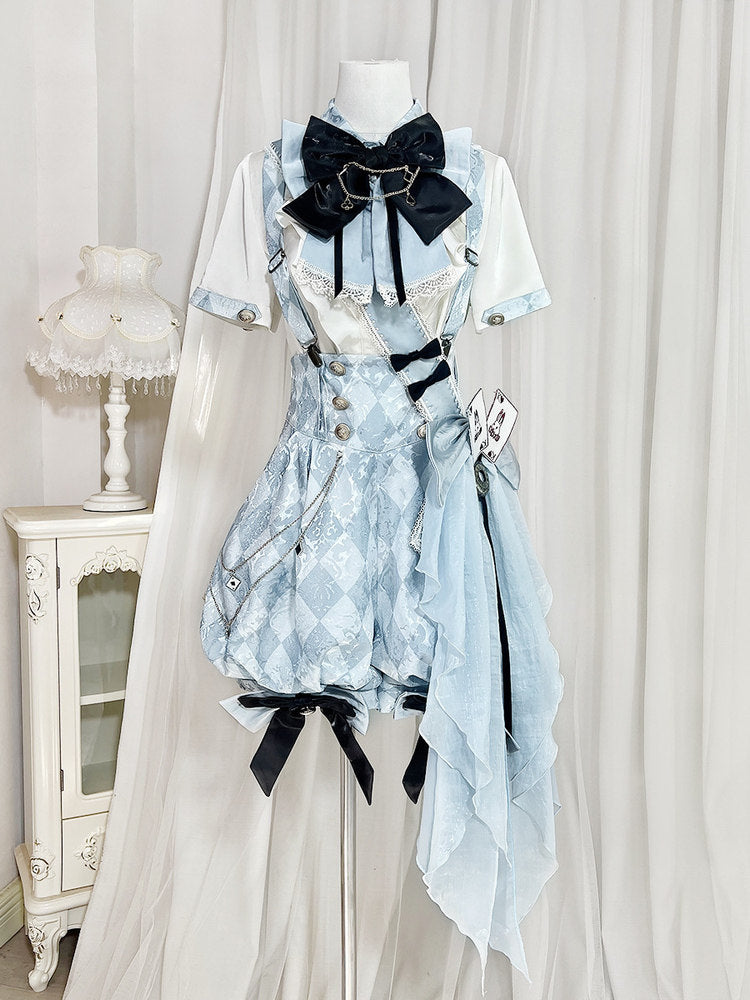 Argyle Print Shirt And Overalls Set YOU0301