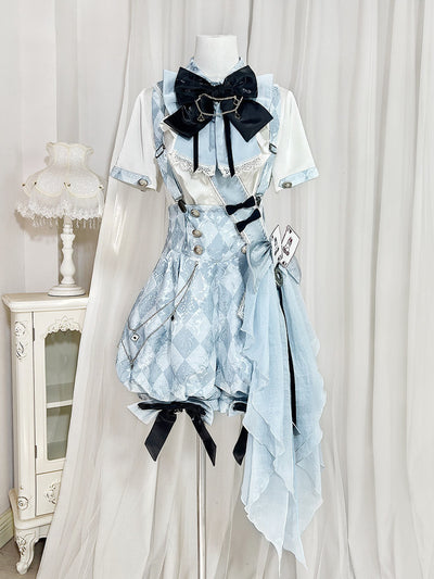 Argyle Print Shirt And Overalls Set YOU0301