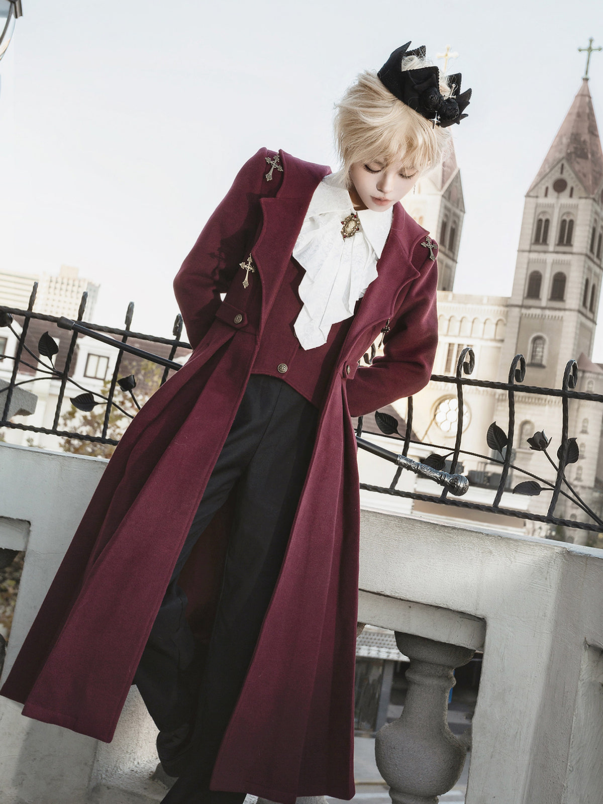 Gothic Vampire Prince Long Coat Shirt Set YOU0254