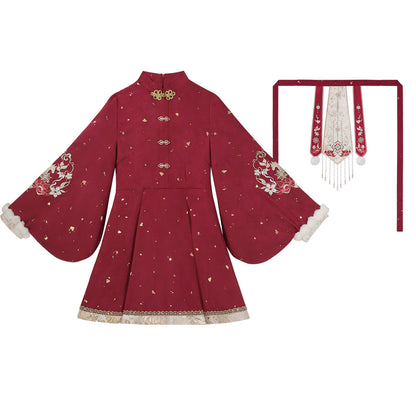 Embroidered Chinese Style Vest And Dress Set YOU0226