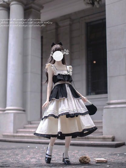 Black & White Frilled Girly Dress HUT0097