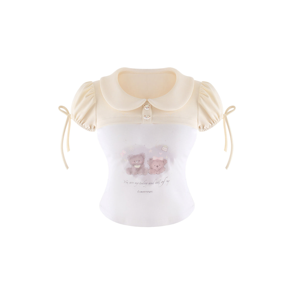 Bear Print Collar Top And Tiered Skirt Set SER0168