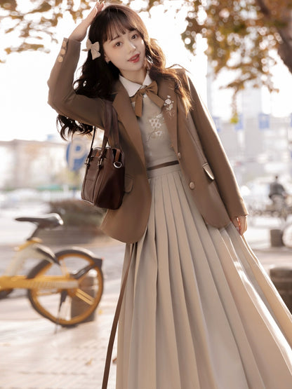 Student Style Brown Suit Dress YOU0020