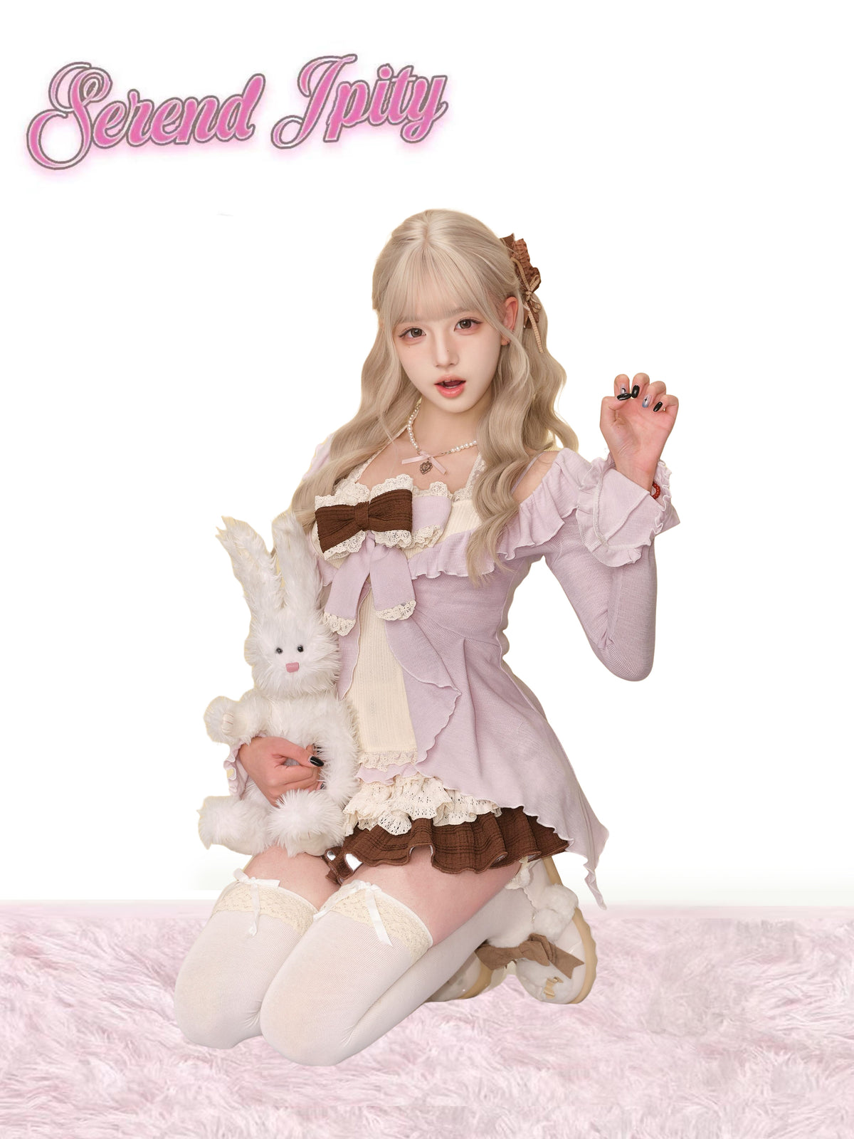 Sweet Bow Knit Cardigan Cake Skirt Set SER0141