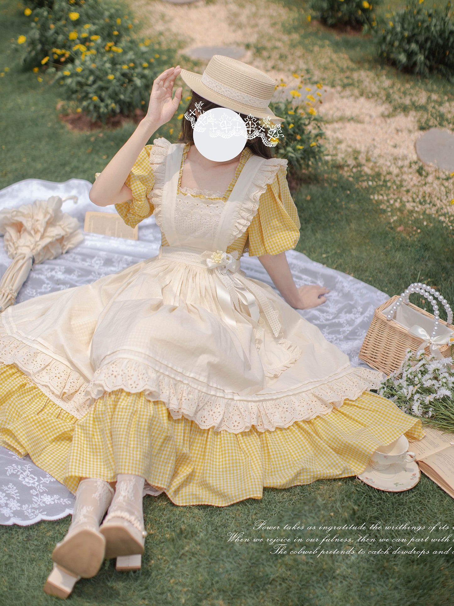 French Retro Yellow Dress HUT0001