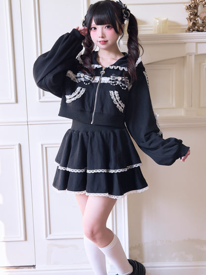 Ruffle Trim Zip Hoodie Co-Ord Set NOG0036