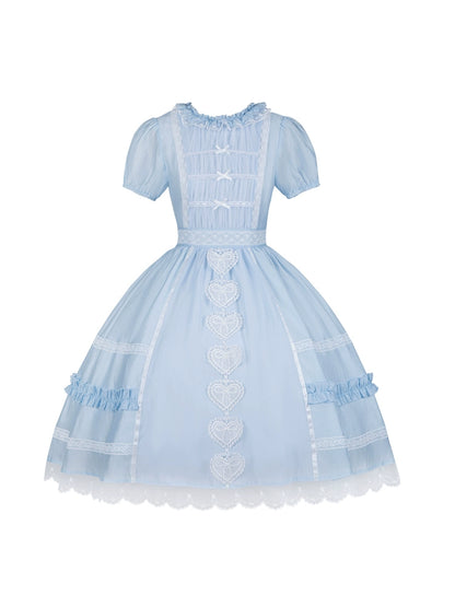 Sweet Light Blue & Black Lolita Dress WIT0241