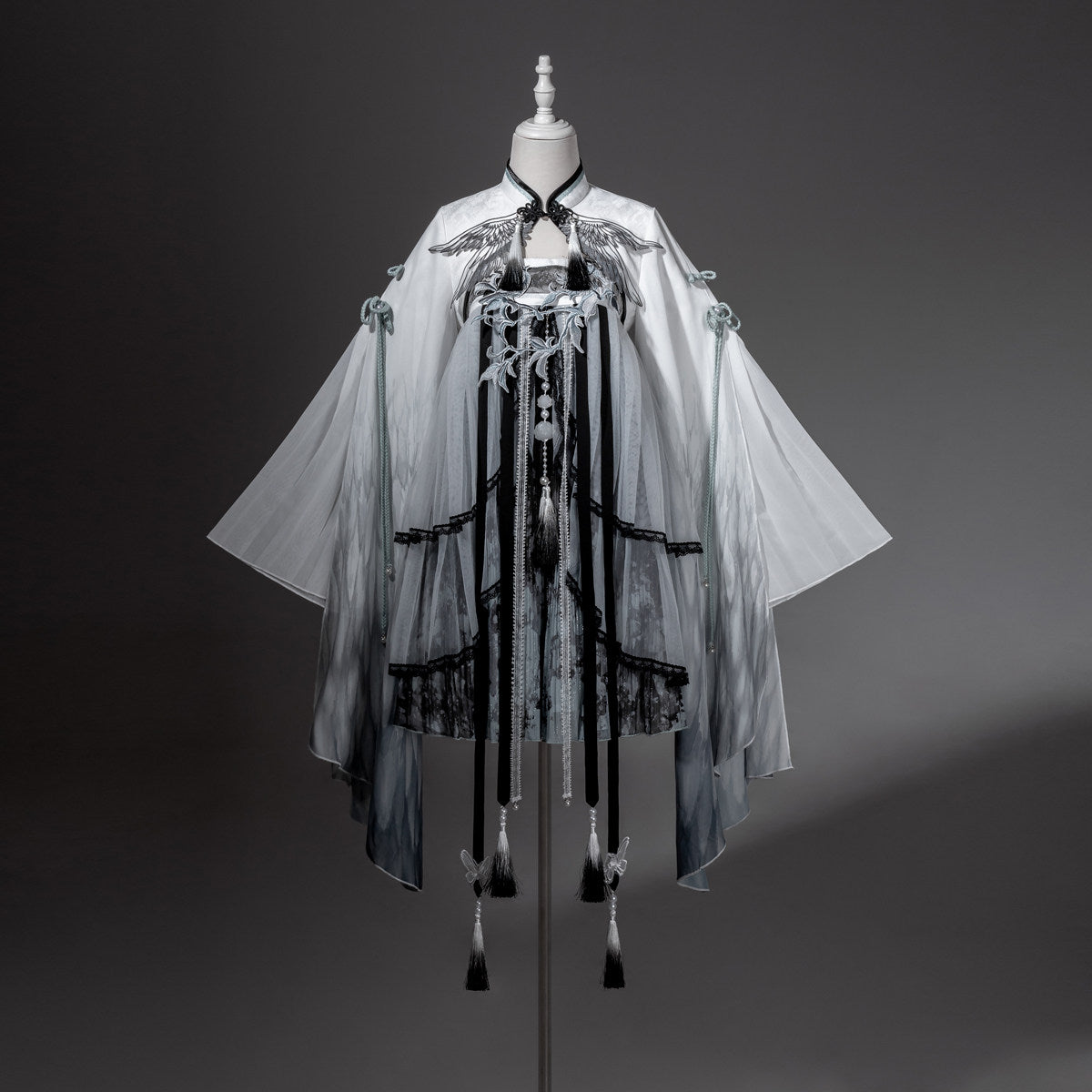 Chinese Style Magpie Feather Frog-Button Dress YOU0229