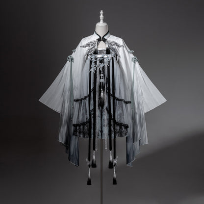 Chinese Style Magpie Feather Frog-Button Dress YOU0229