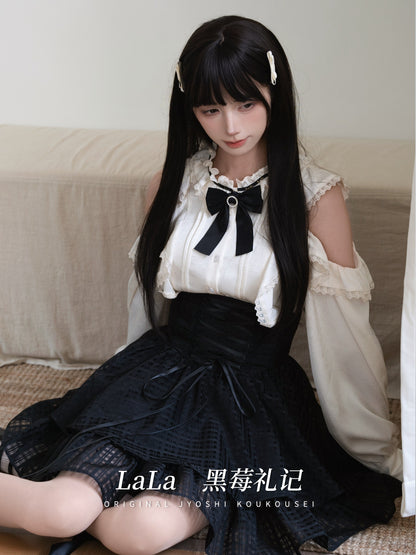 Off Shoulder Bow Blouse With Corset Tiered Skirt LAL0164