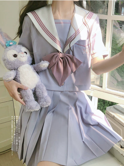 Light Purple Sailor Tops & Pleated Skirt HUT0087