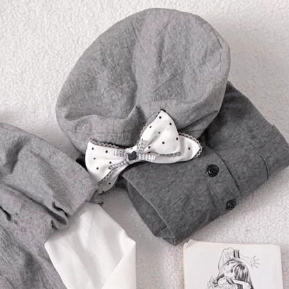 Gray Wool Coat Beret Scarf Set HUT0159