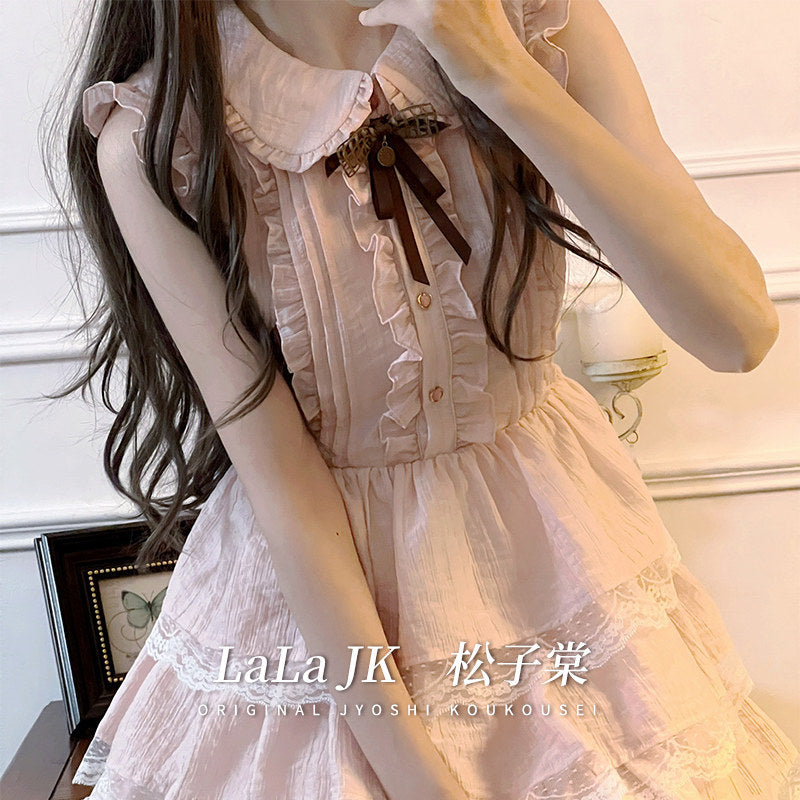 Ruffle Collar Tiered Lace Dress LAL0246