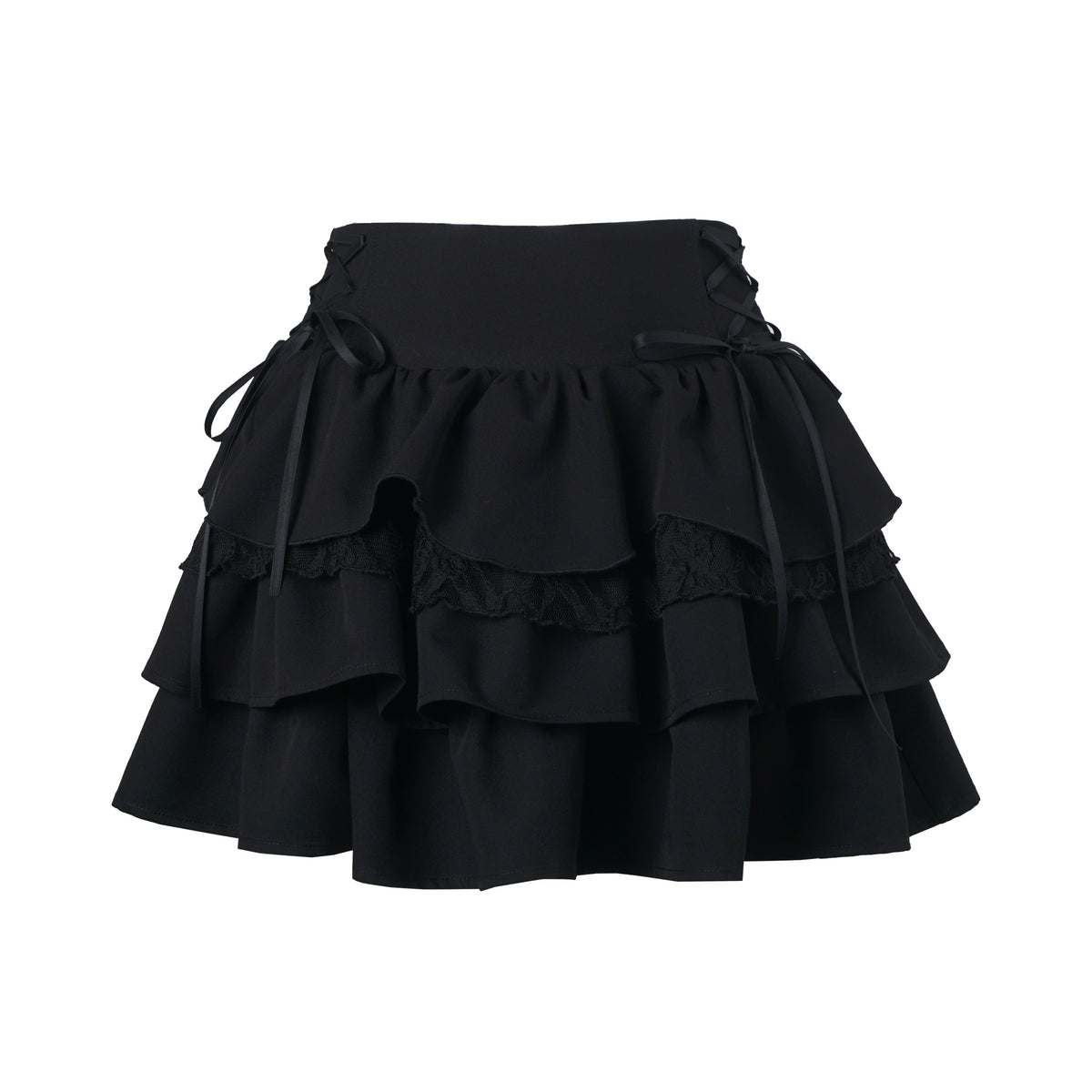 Plaid Vest Shirt And Ruffle Tier Skirt PIN0044