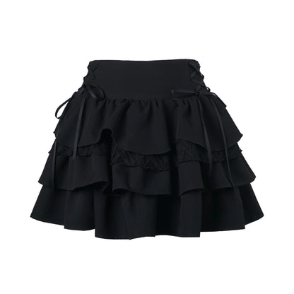 Plaid Vest Shirt And Ruffle Tier Skirt PIN0044