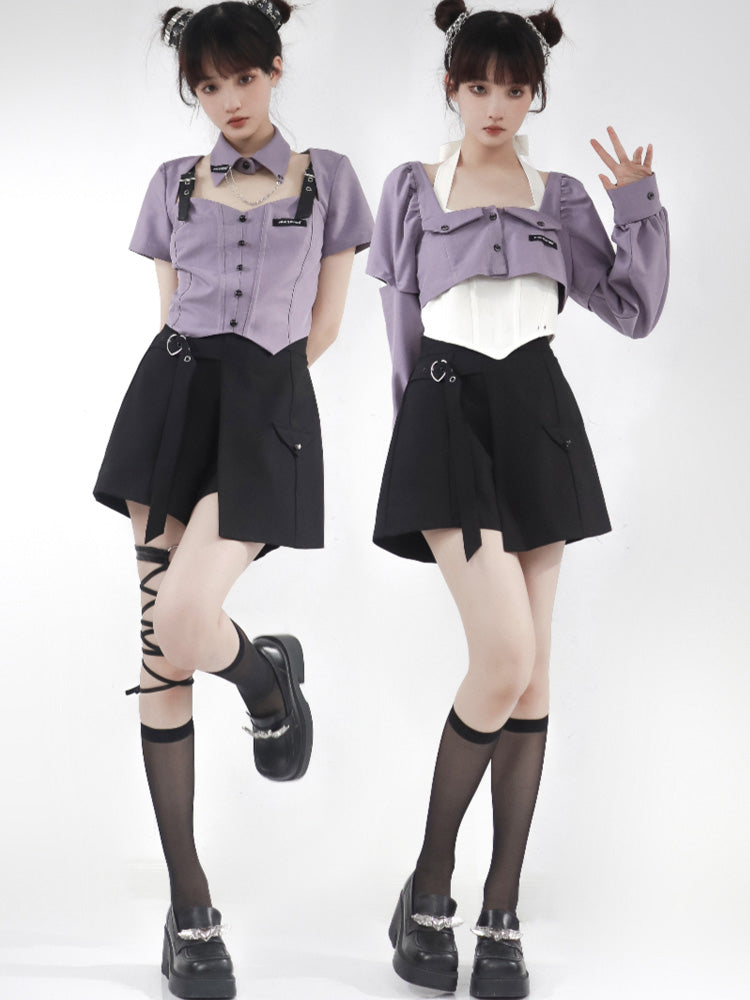 Subculture Sweet Cool purple Tops & Skirt PIN0001