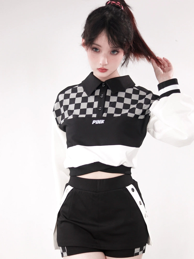 Checkerboard Style Subculture Two-piece set PIN0002