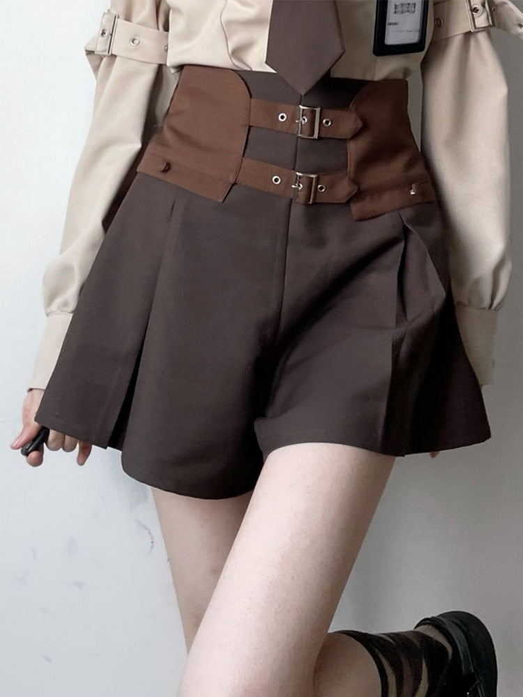 School Uniform Style Design Brown Two-piece Set PIN0003